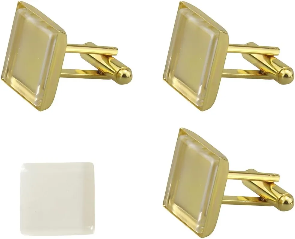 10Sets/20pcs Cufflinks Cuff Links Button 16mm Square Cabochon Blank Trays Frame with Clear Glass for DIY Craft