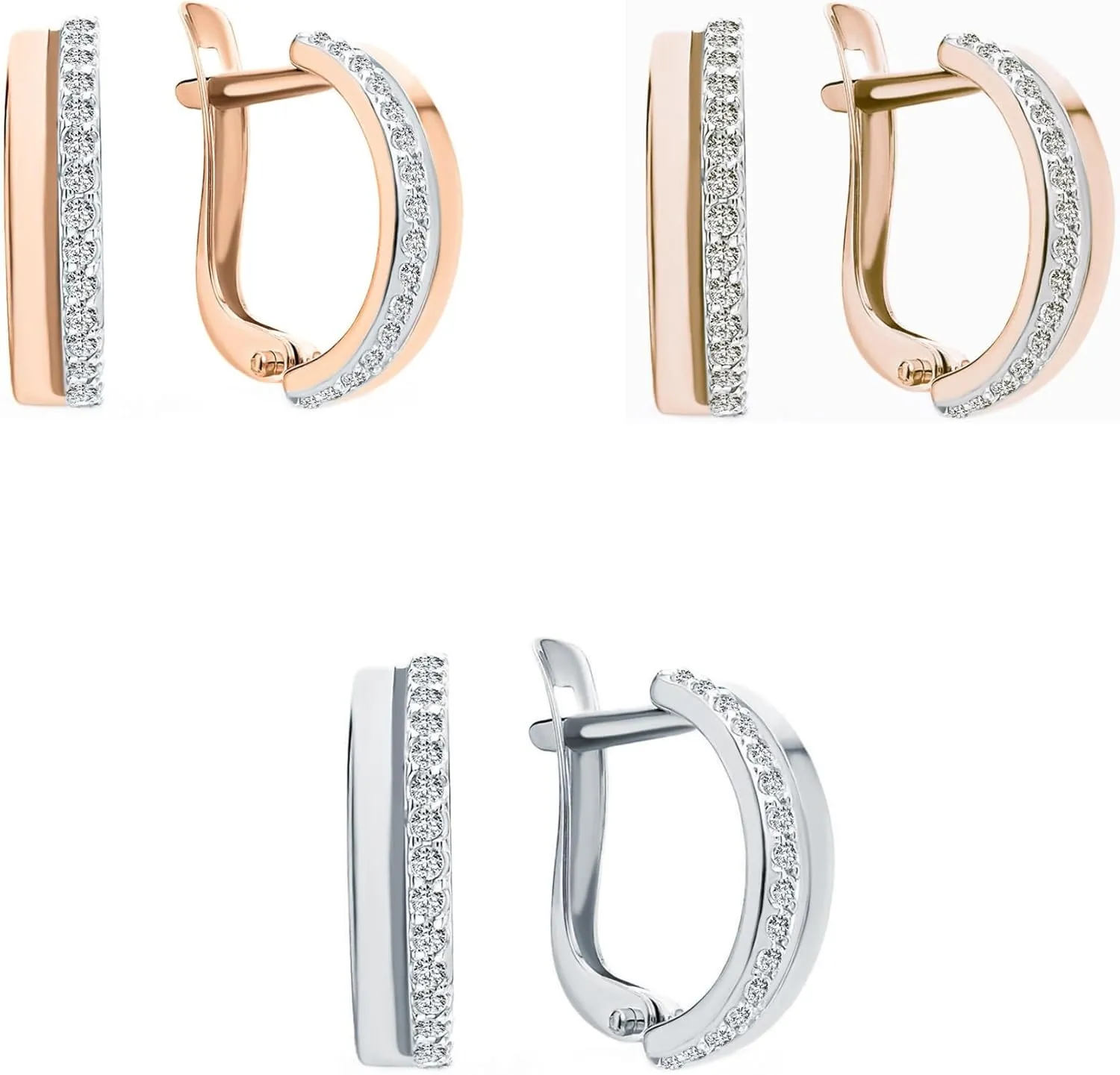 14K Gold Diamond (0.40ct) Hoop Earrings,Single Line Hoop Earrings, Gold Fine Cluster Earring, English Lock Hoop, Christmas Gift.