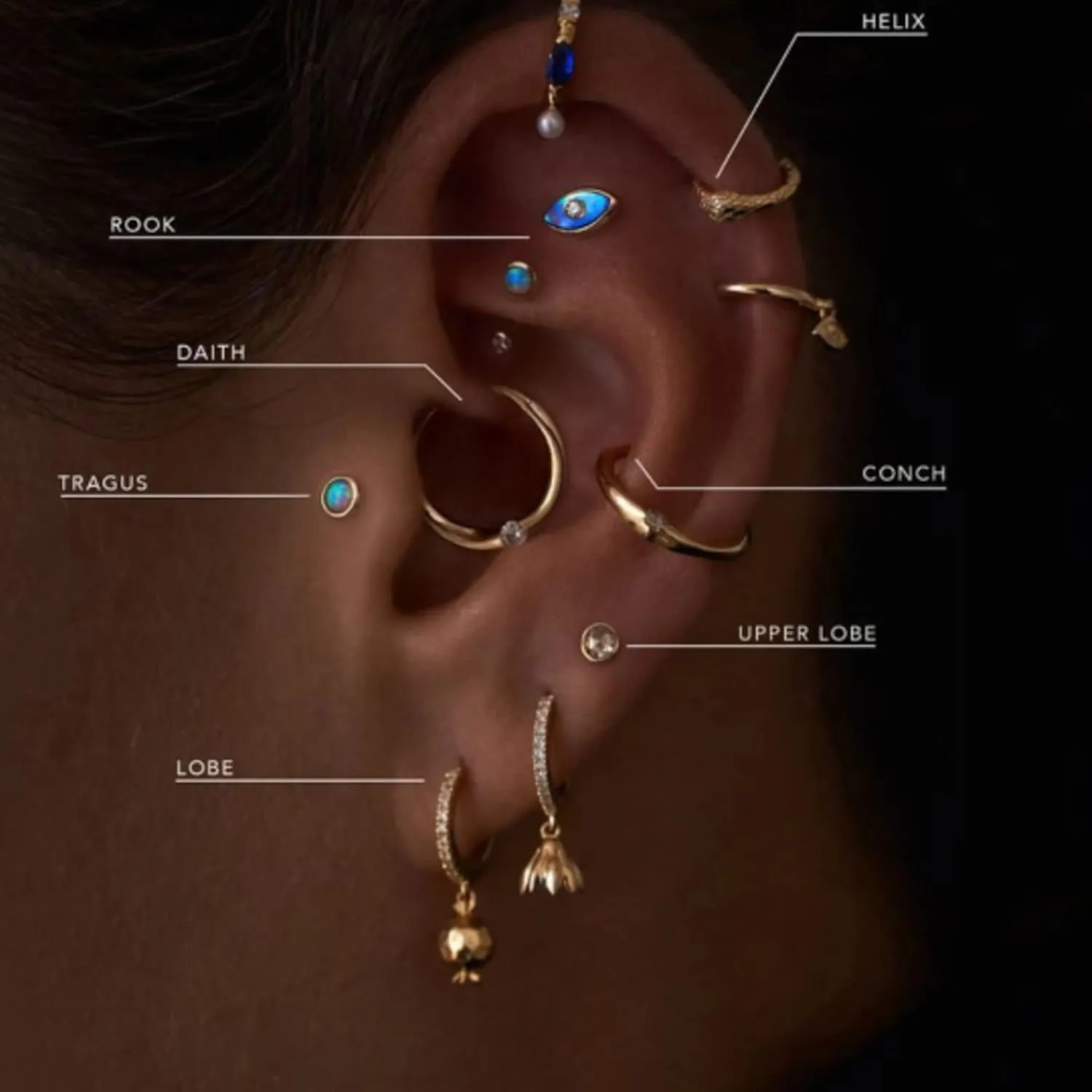 14K Gold Diamond (0.40ct) Hoop Earrings,Single Line Hoop Earrings, Gold Fine Cluster Earring, English Lock Hoop, Christmas Gift.