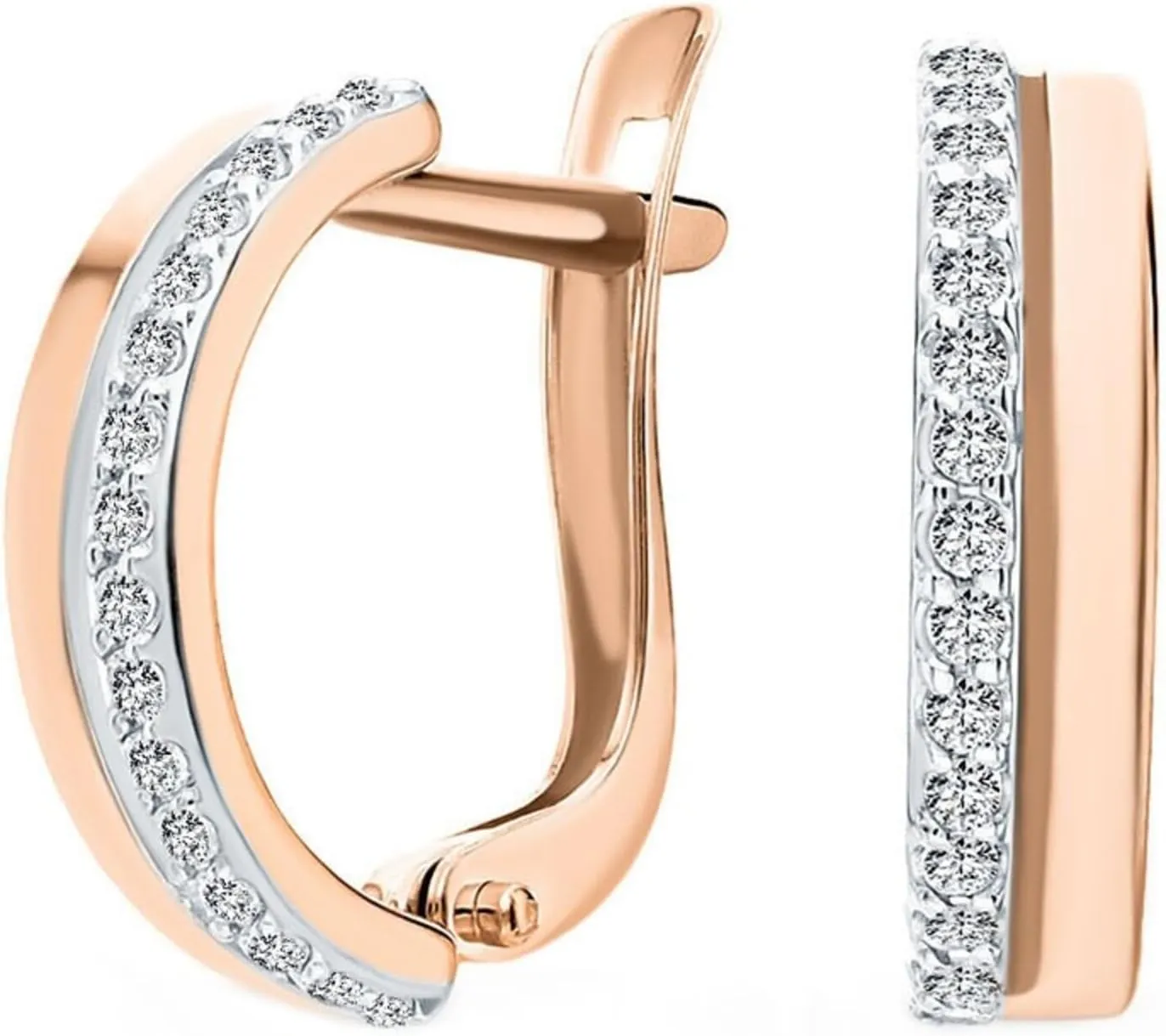 14K Gold Diamond (0.40ct) Hoop Earrings,Single Line Hoop Earrings, Gold Fine Cluster Earring, English Lock Hoop, Christmas Gift.