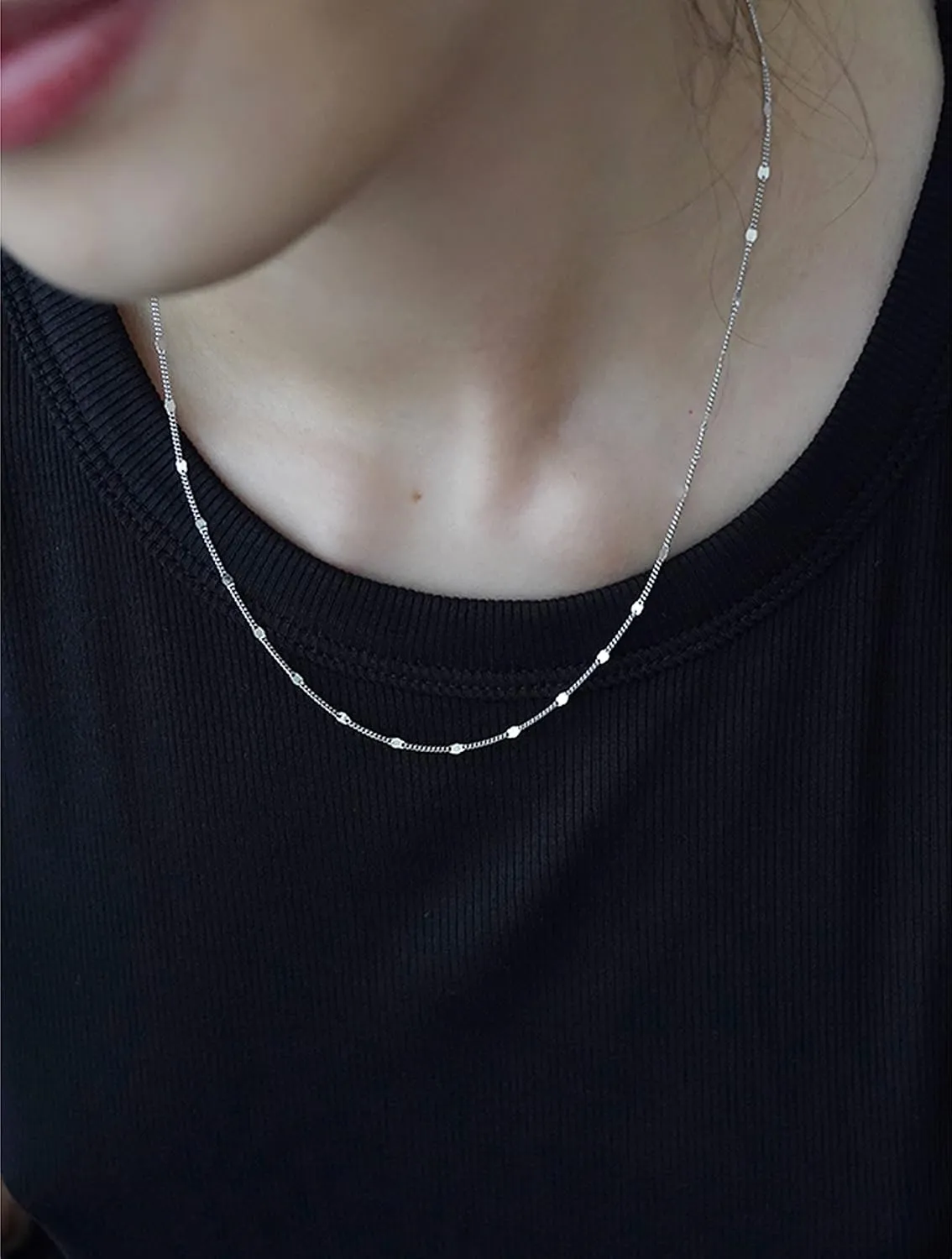14k Gold Plated Sterling Silver Shining Dots Cuban Chain Choker Minimal Discs Pendant Necklace Dainty Jewelry for Women 16''