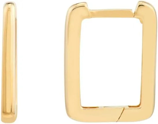 14k Yellow Gold Square Frame Paper Clip Earrings-Clip on Earring for Women