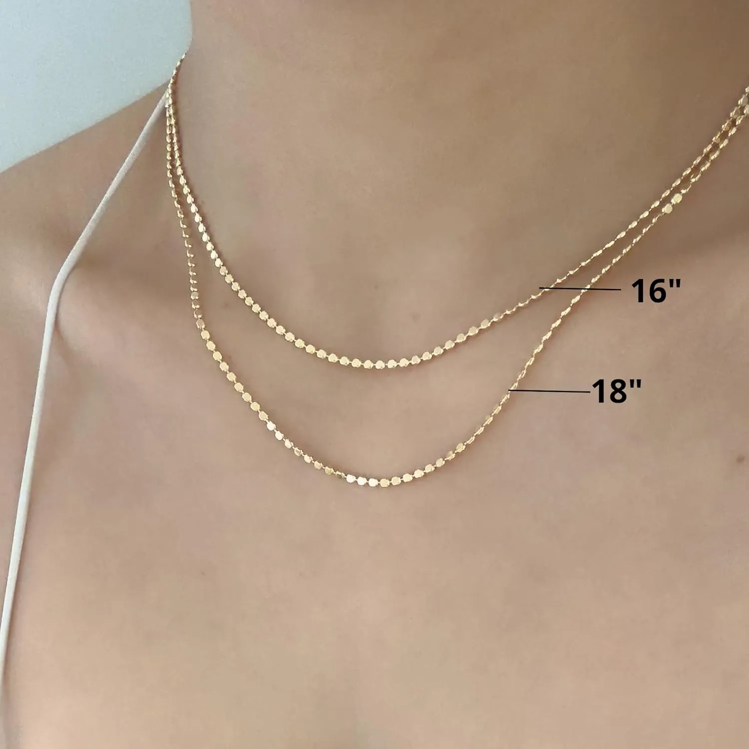 18K Gold Filled Dots Sparkle Necklace, Minimalist Layered Discs Chain, Waterproof Flat Bead Link, Simple Necklaces for Women
