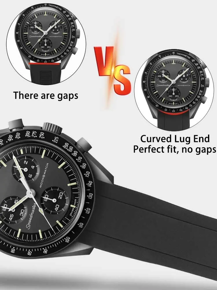 20mm/22mm Curved Lug End Rubber Strap Watch Band For Men & Women for Sports & Dive Watches-Replacement
