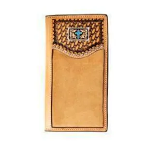 3D Tan Rodeo Wallet with Turquoise Cross Concho