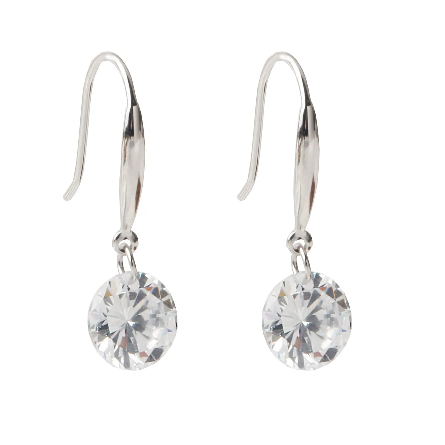 925 Sterling Silver 3ct Solitaire Cubic Zirconia Diamond Stone Dangle Earrings