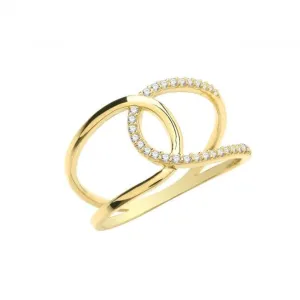 9ct Yellow Gold Zirconia Interlocking Ring RN1615