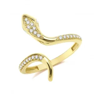 9ct Yellow Gold Zirconia Snake Ring RN973