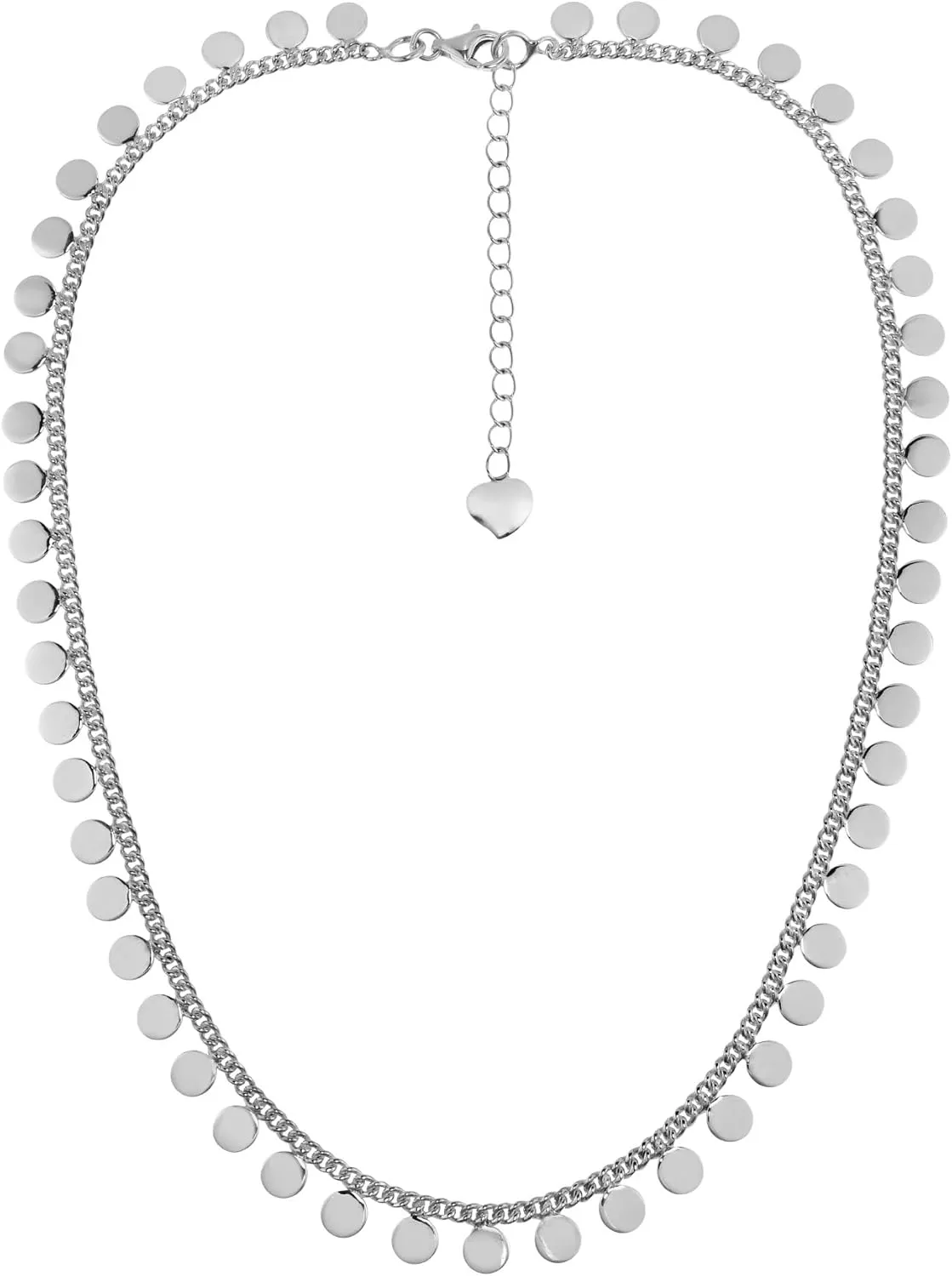 AeraVida Arabian Princess Charming Round Discs Cable Chain Links .925 Sterling Silver Necklace | Round Disc Necklace for Women | Charming Necklace | Princess Charm Necklace