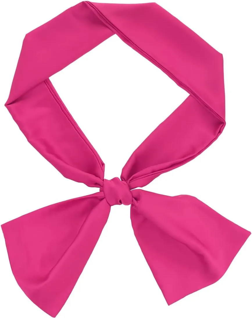 Allegra K Skinny Silky Solid Color Long Scarves Waistband Neck Wraps for Women