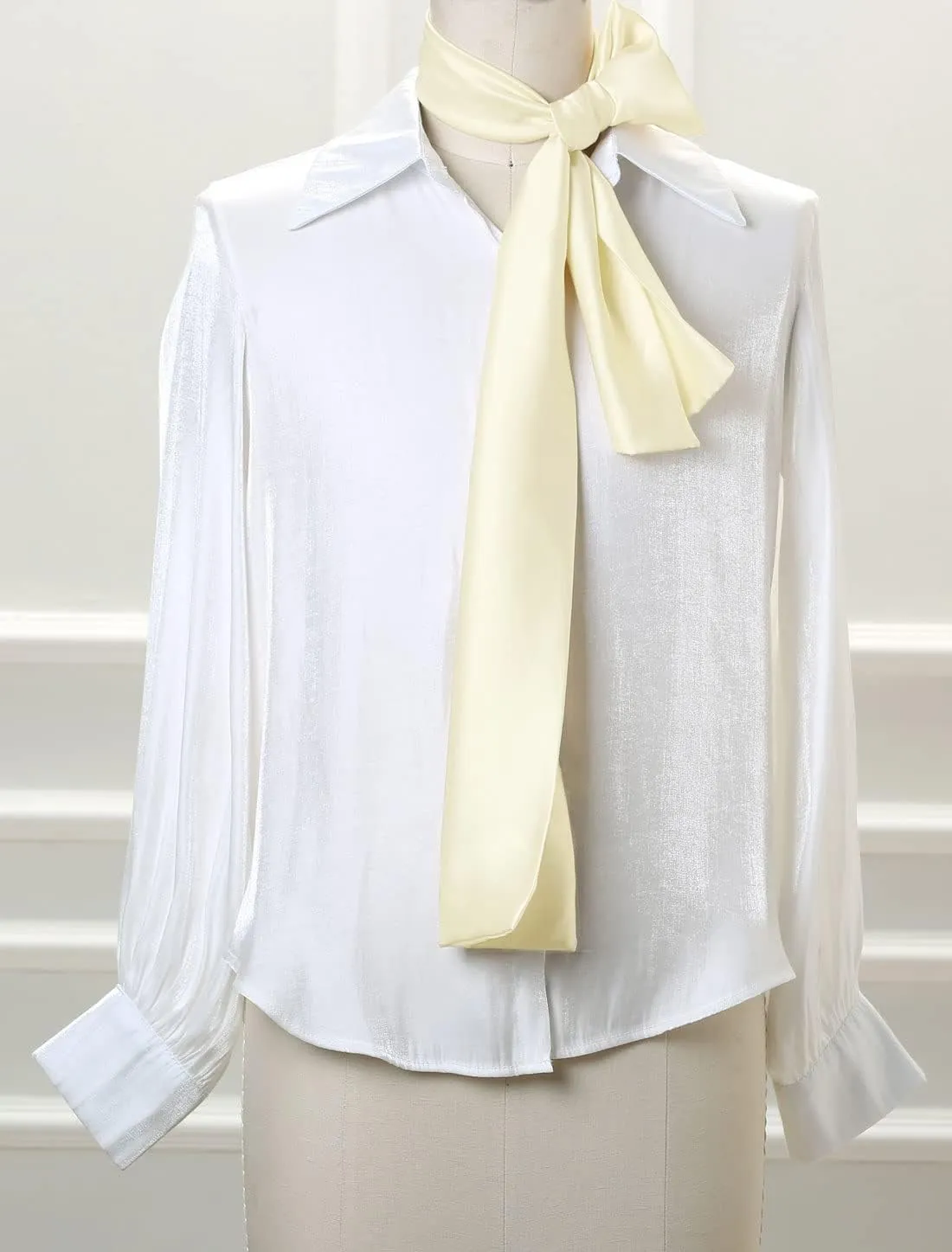 Allegra K Skinny Silky Solid Color Long Scarves Waistband Neck Wraps for Women
