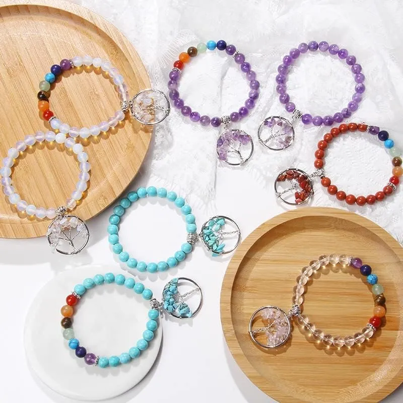 Angel Wing Charm Bracelet Women Natural Multi Color Semiprecious Beads Bangle Gorgeous Hand Make Friendship Bracelet Jewelry - ( Metal Color: 7; Length: 23cm )