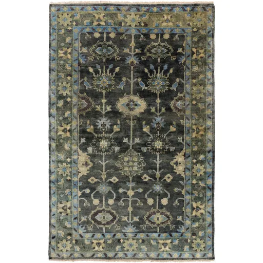 Antique Rug in Dark Green & Charcoal