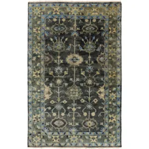Antique Rug in Dark Green & Charcoal