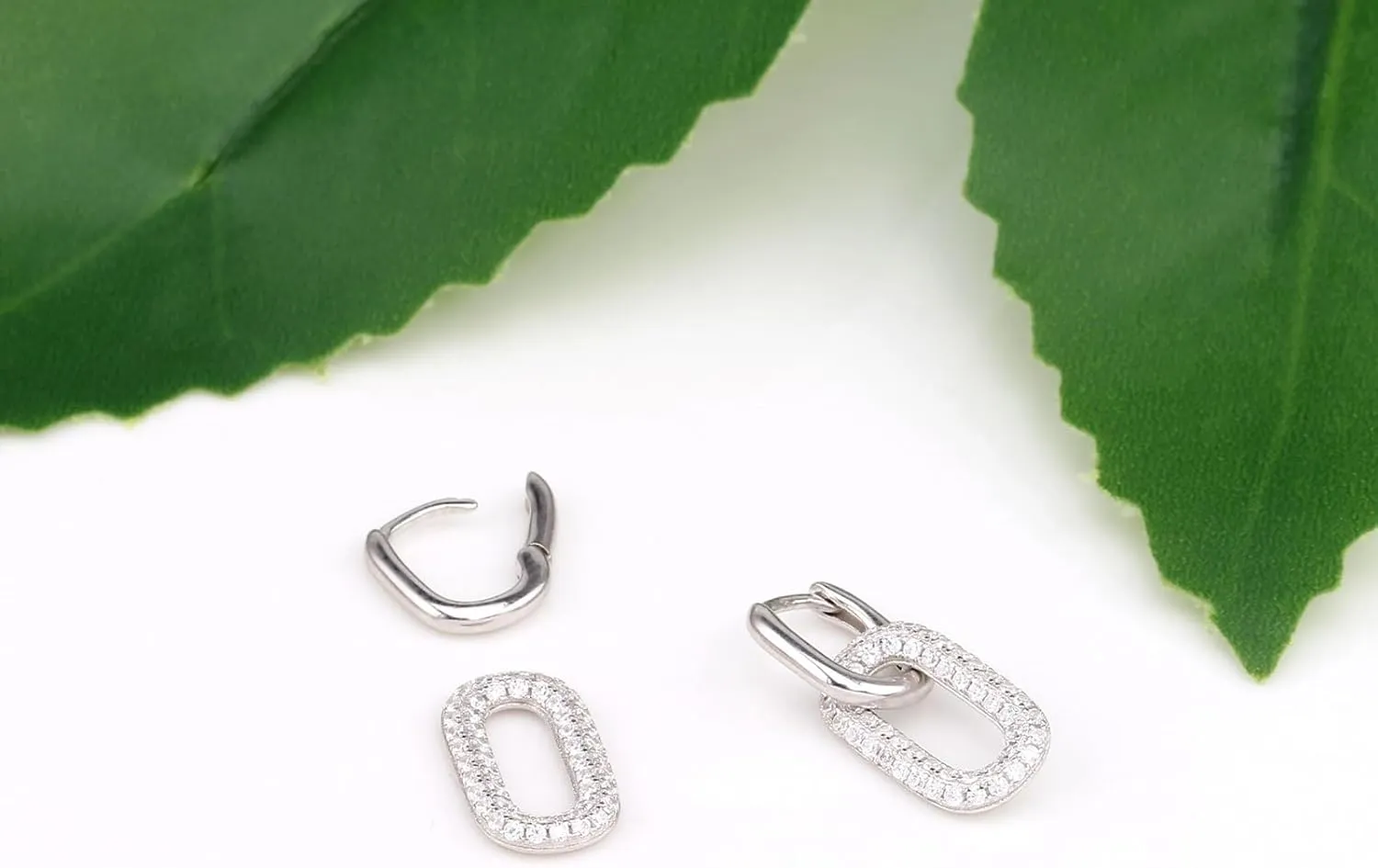 Bi&Yamigeo Chain Link Earrings Gold Silver Cubic Zirconia Paperclip Drop Dangle Huggie Hoop Earrings, Geometric Square Paper Clip Jewelry for Women