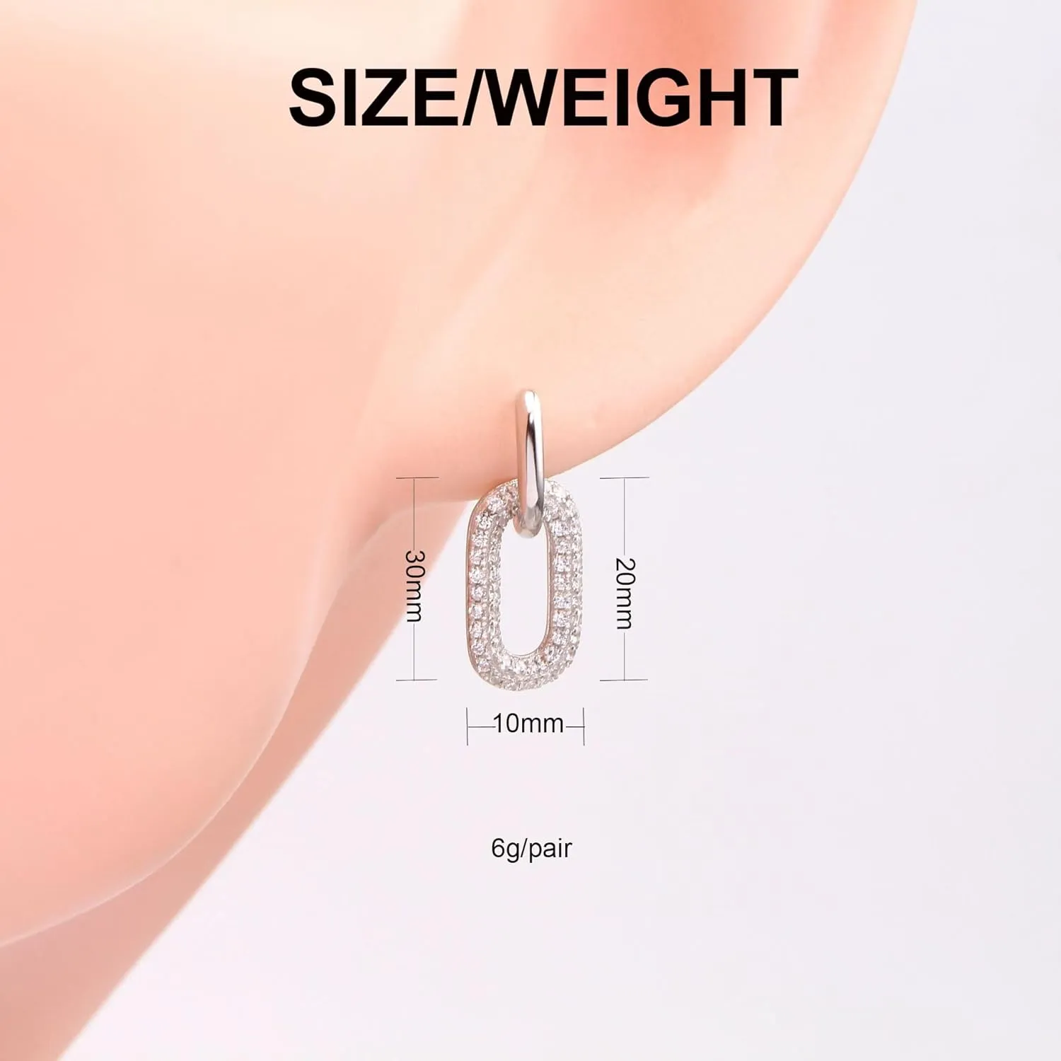 Bi&Yamigeo Chain Link Earrings Gold Silver Cubic Zirconia Paperclip Drop Dangle Huggie Hoop Earrings, Geometric Square Paper Clip Jewelry for Women