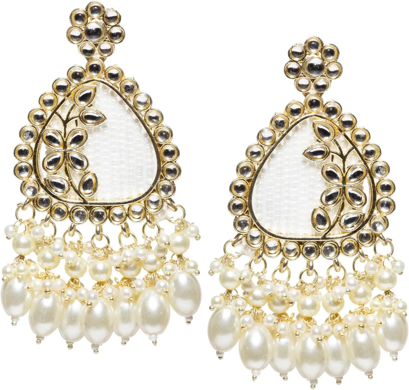 Bindhani Indian Gold-Plated Dangle & Drops Earrings For Women (Hand-knot Pearl Work)
