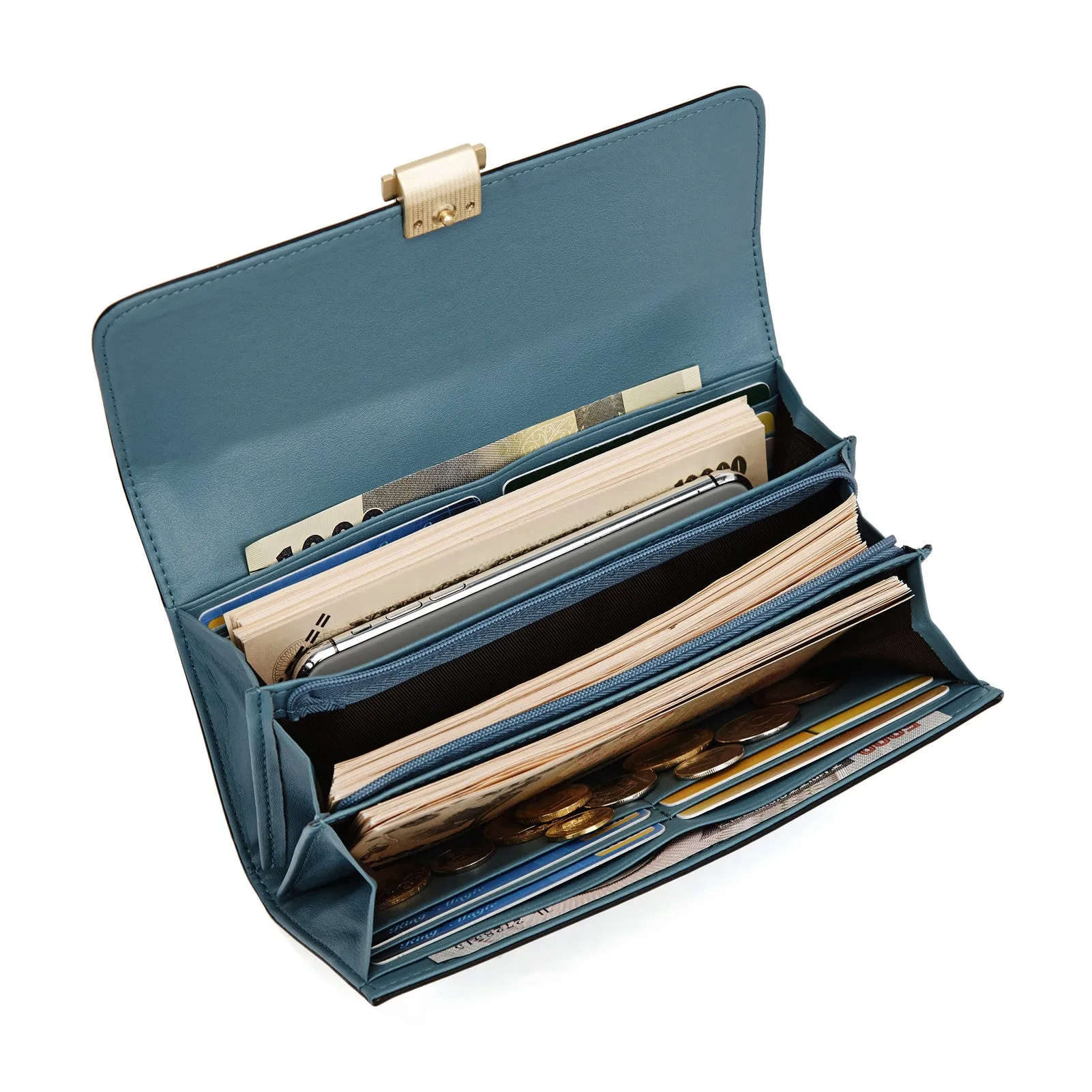 BOSTANTEN Womens Wallet Large Capacity Cash Clutch Purse with Buckle Credit Cards Holder