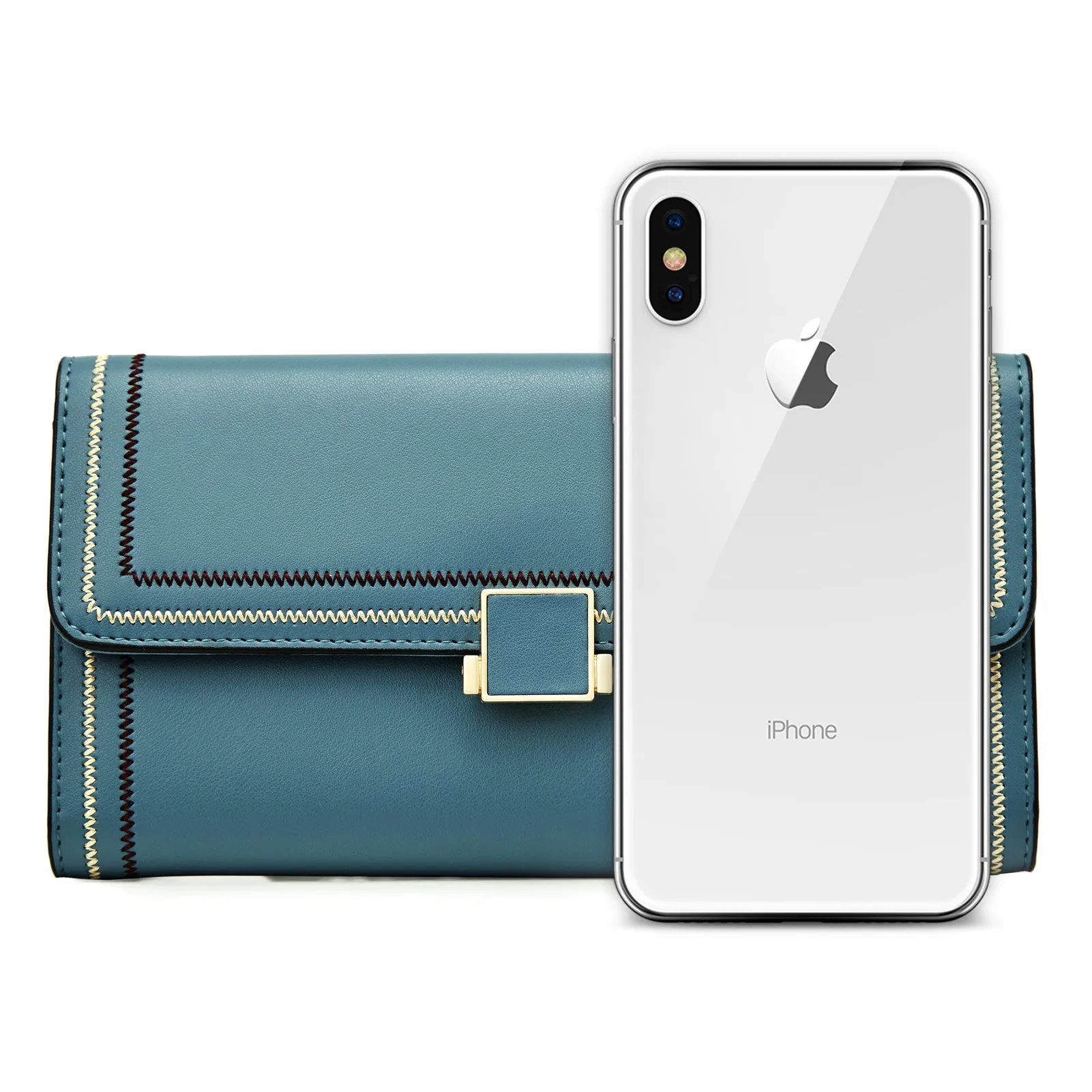 BOSTANTEN Womens Wallet Large Capacity Cash Clutch Purse with Buckle Credit Cards Holder
