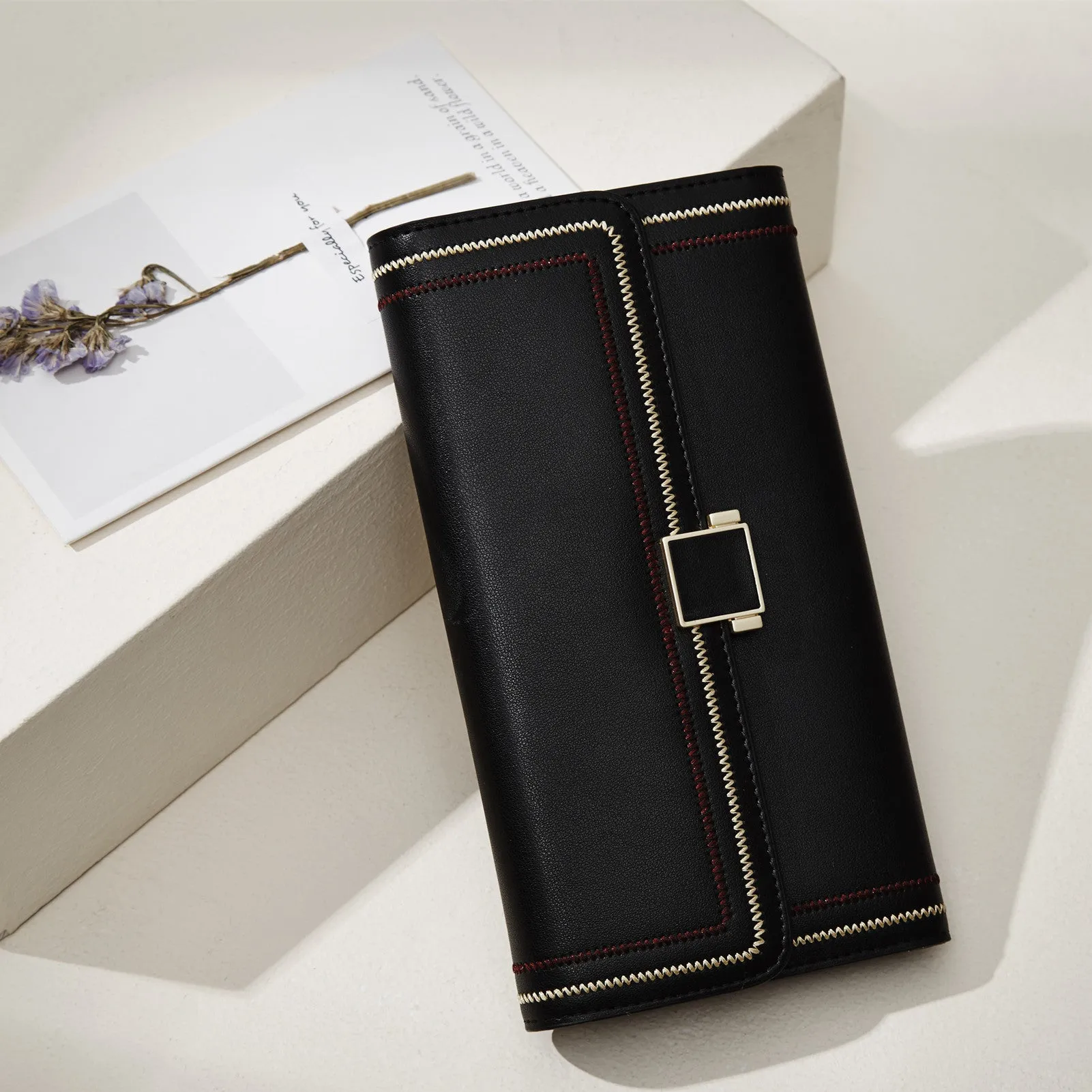 BOSTANTEN Womens Wallet Large Capacity Cash Clutch Purse with Buckle Credit Cards Holder