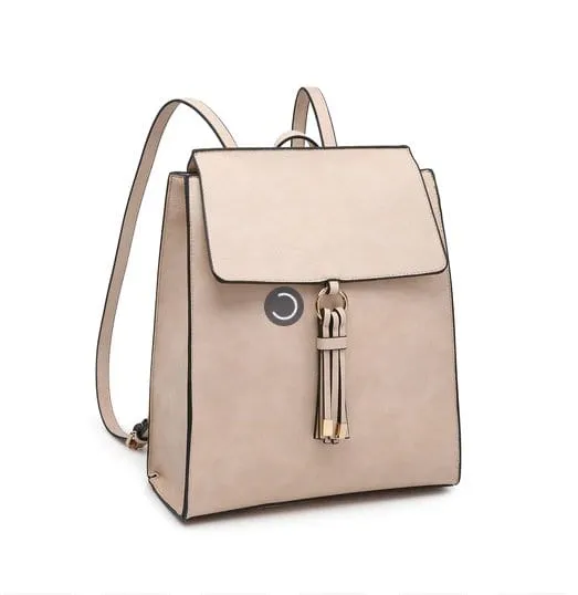 BP1967 Structured Flapover Backpack w/ Tassel