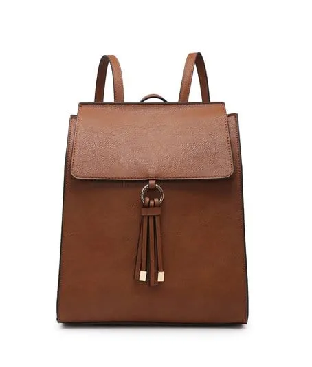 BP1967 Structured Flapover Backpack w/ Tassel