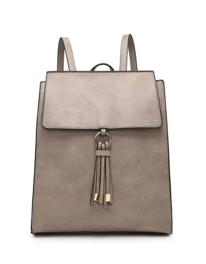 BP1967 Structured Flapover Backpack w/ Tassel