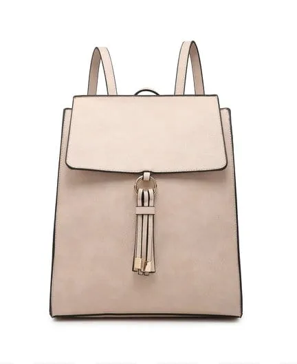 BP1967 Structured Flapover Backpack w/ Tassel