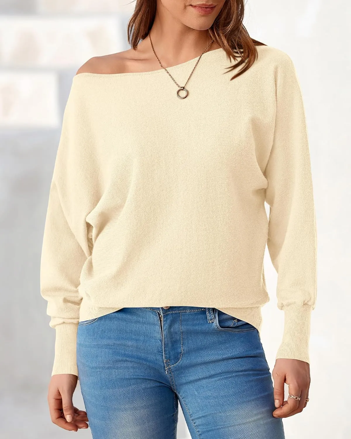 BTFBM Womens Trendy Off Shoulder Sweater 2025 Fall Long Sleeve Casual Loose Tunics Asymmetrical Pullover Going Out Tops