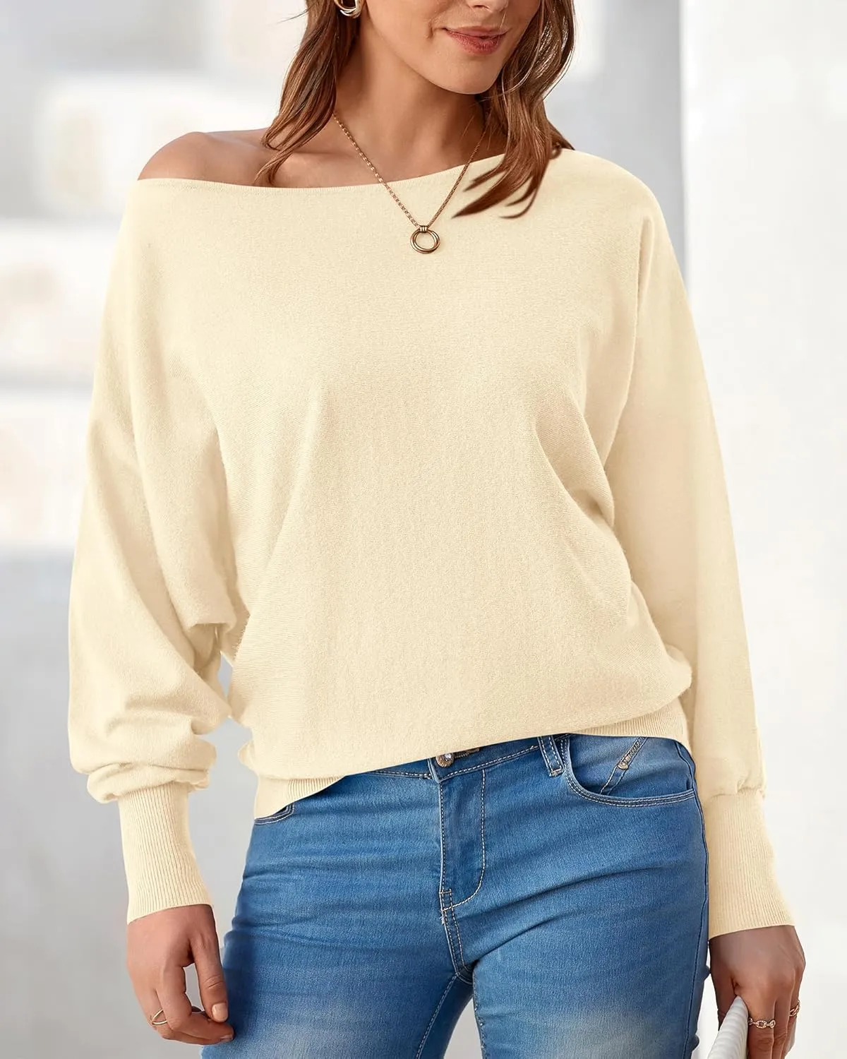 BTFBM Womens Trendy Off Shoulder Sweater 2025 Fall Long Sleeve Casual Loose Tunics Asymmetrical Pullover Going Out Tops