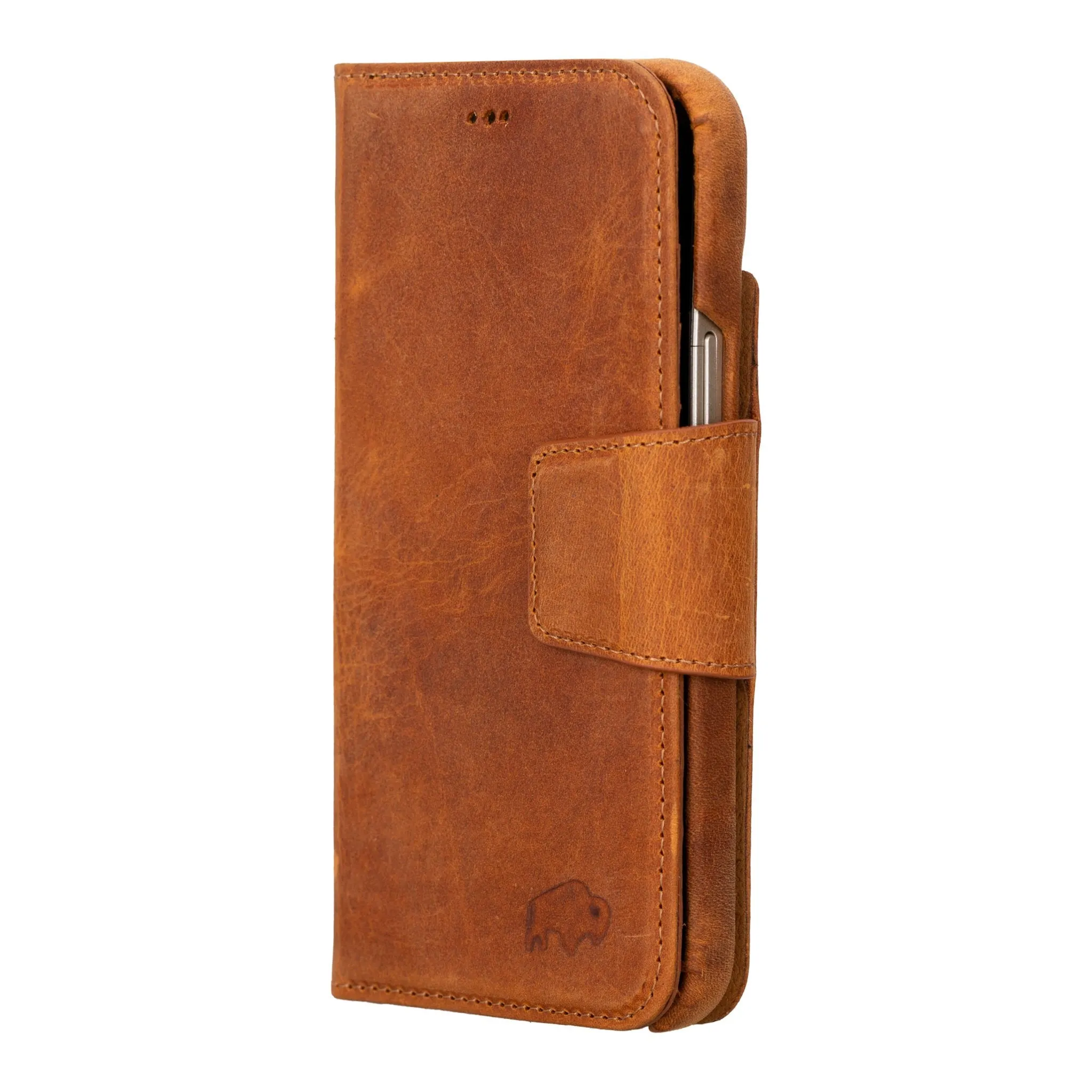 Burkley iPhone 15 Plus Wallet Case, Golden Brown