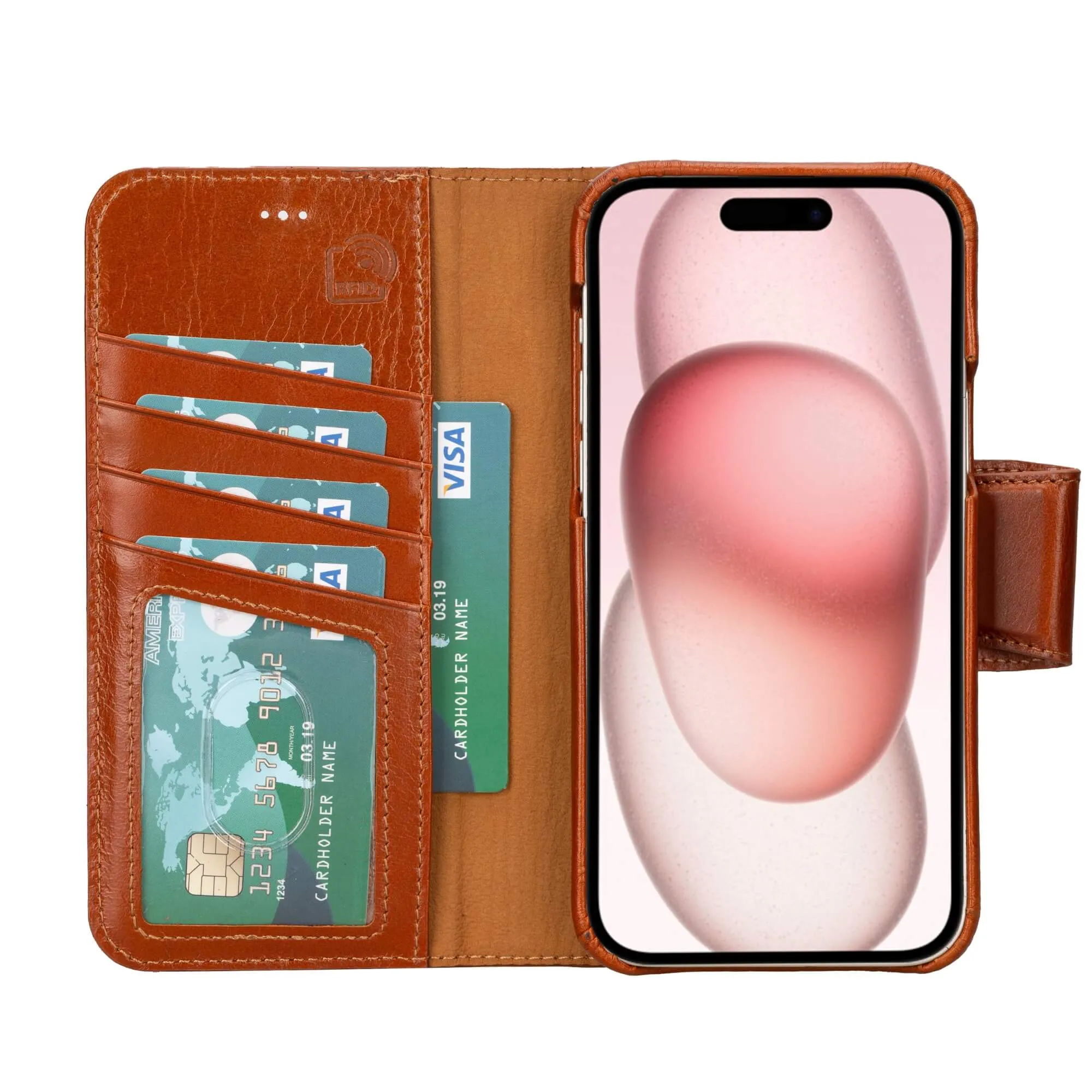 Burkley iPhone 16 Plus Wallet Case, Burnished Tan