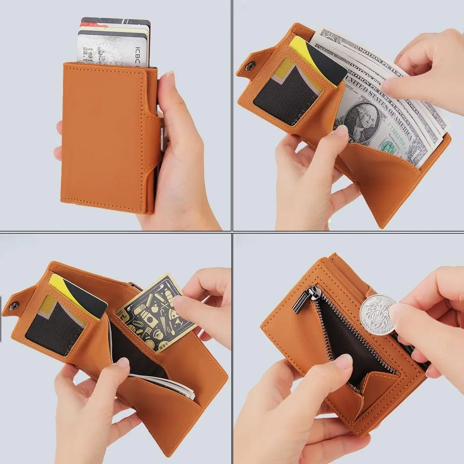 Carbon Fiber Rfid Zipper Card Holder - Sleek and Secure