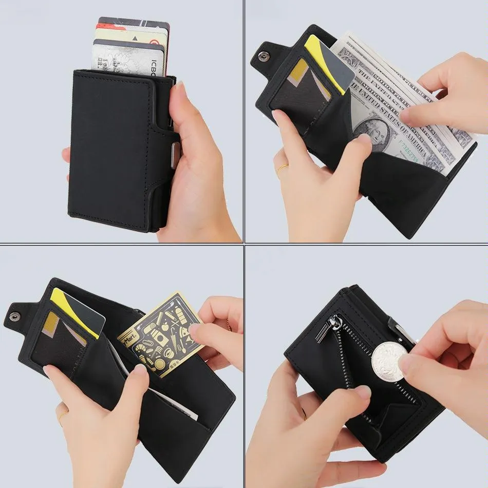 Carbon Fiber Rfid Zipper Card Holder - Sleek and Secure
