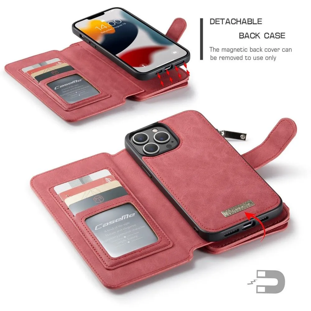 CaseMe iPhone 13 Pro Max Retro Wallet - Red