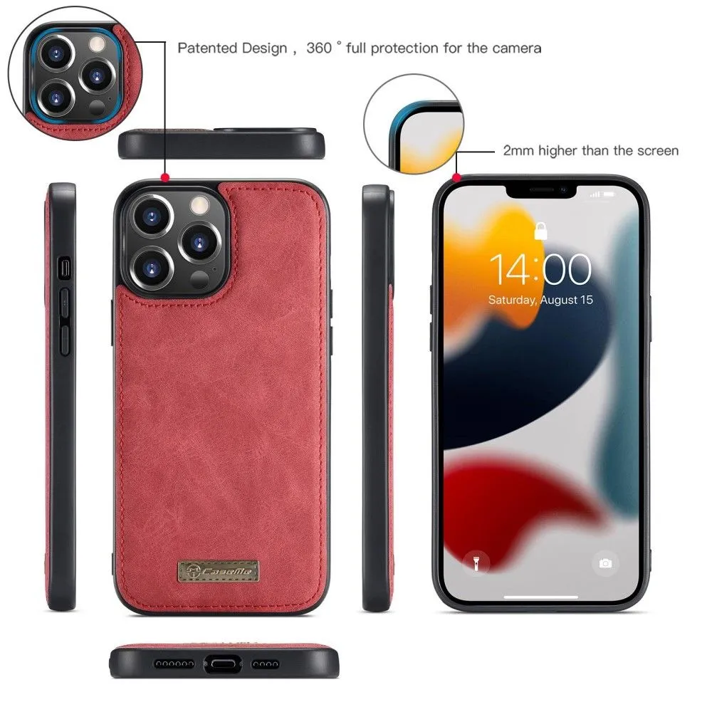 CaseMe iPhone 13 Pro Max Retro Wallet - Red