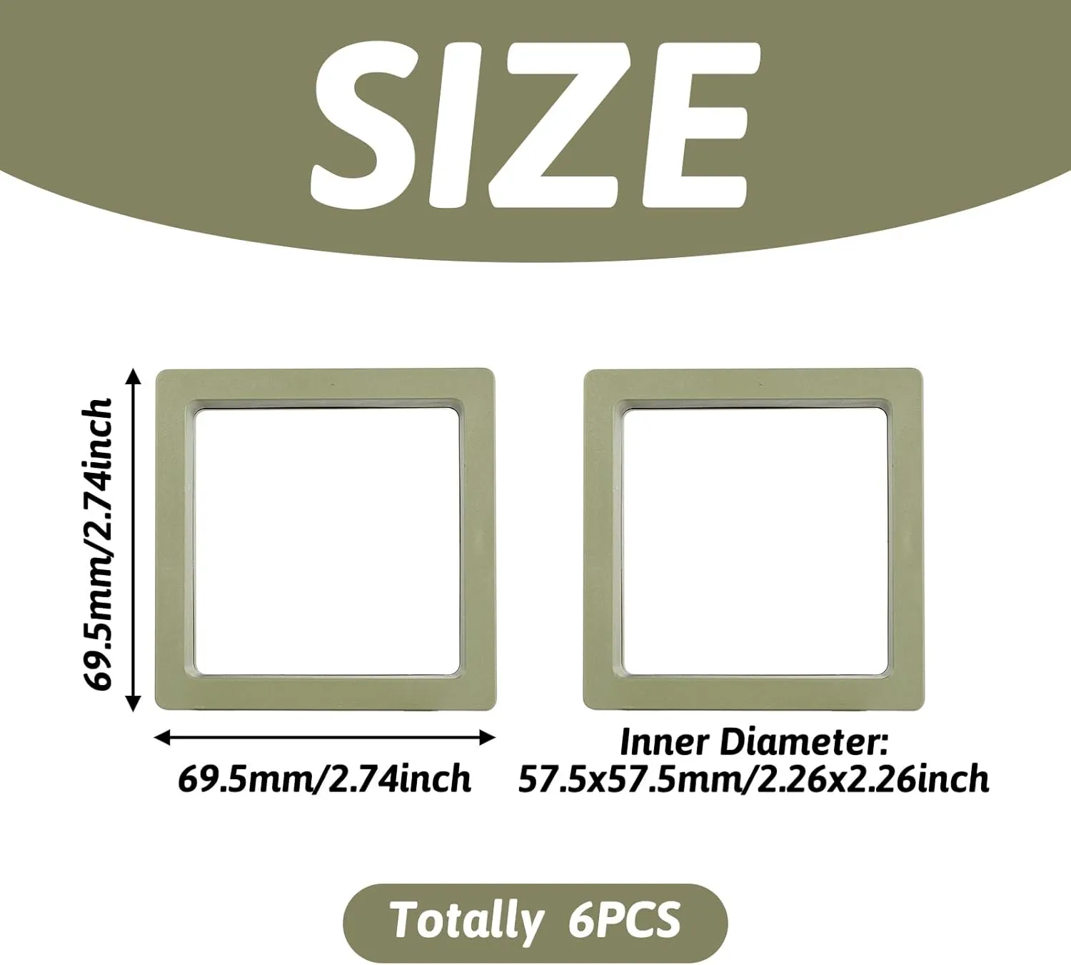 Cheriswelry 6pcs Floating Display Boxes Frame Display Holder Stand Square Ring Necklace Bracelet Earring Boxes 2.73" Jewelry Display Box Coin Display Stands Dark Khaki for Jewelry Brooch