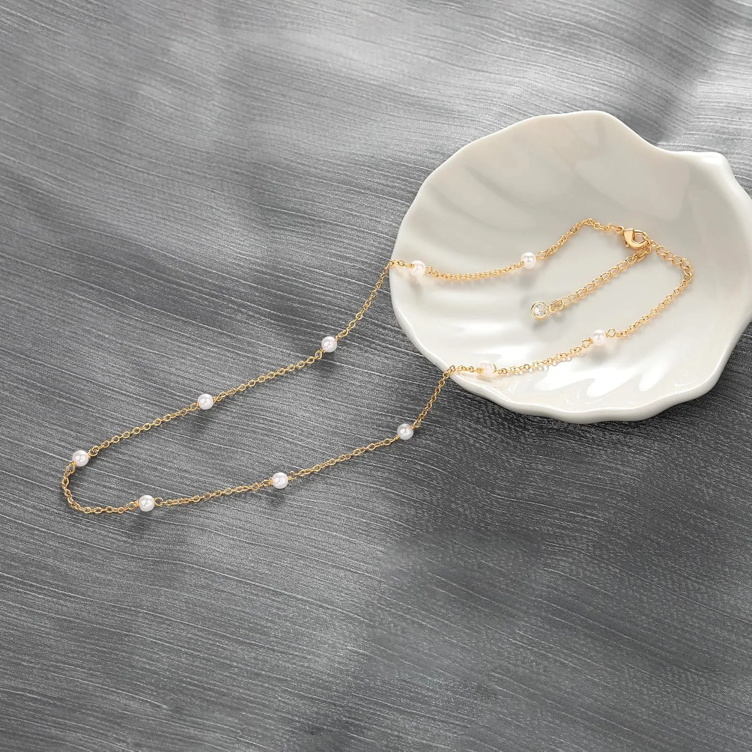 CHESKY Dainty Gold Necklace for Women, Trendy 14k Gold Plated/Sterling Silver Satellite Choker Necklace Thin Beaded Layered Choker Necklaces Discs Paperclip Chain Necklaces Womens Simple Jewelry Gift