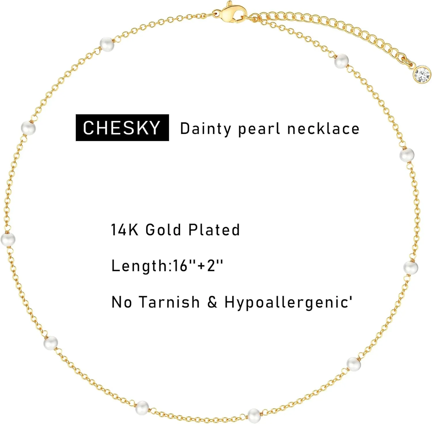 CHESKY Dainty Gold Necklace for Women, Trendy 14k Gold Plated/Sterling Silver Satellite Choker Necklace Thin Beaded Layered Choker Necklaces Discs Paperclip Chain Necklaces Womens Simple Jewelry Gift