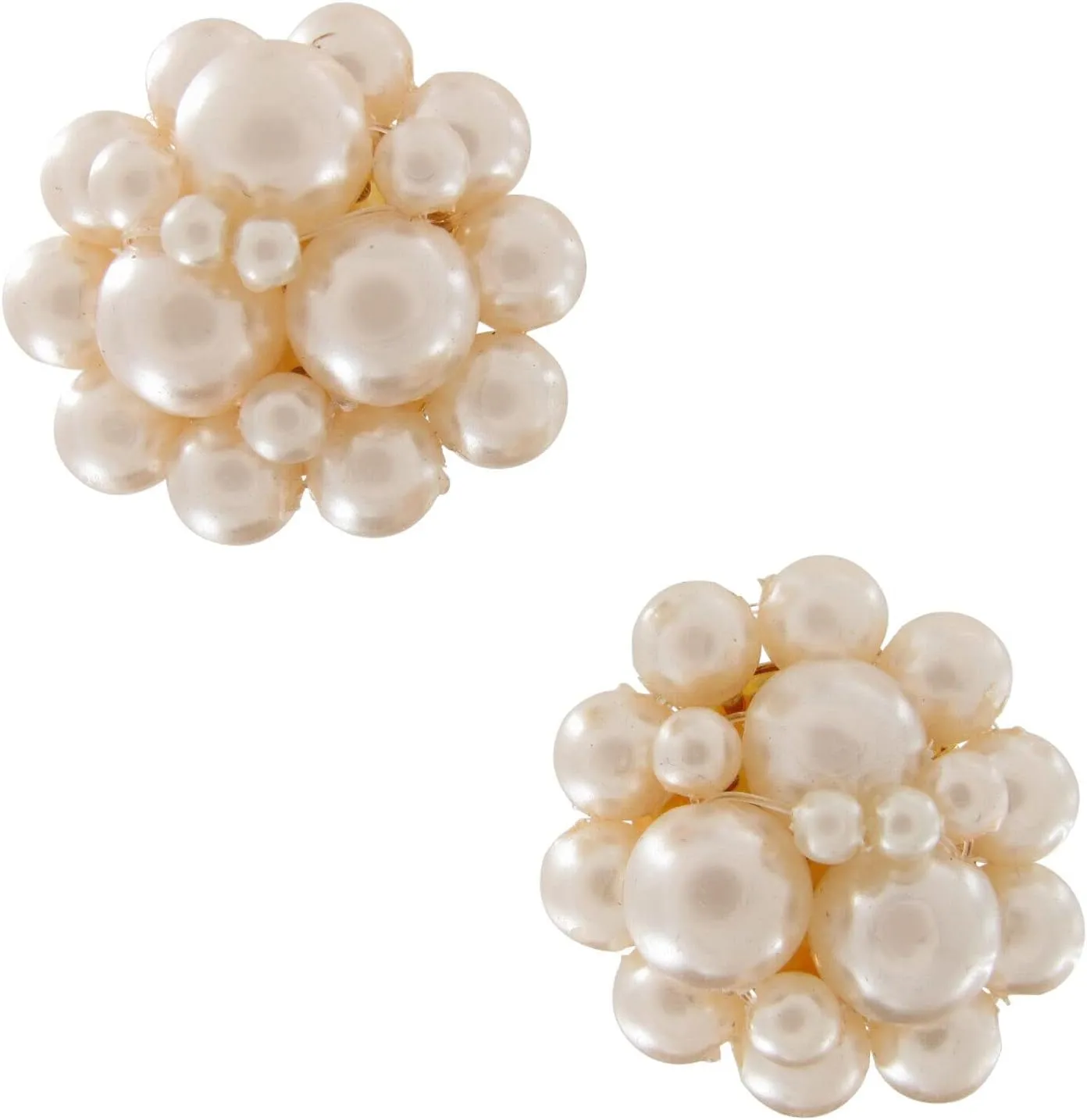Classic Faux Pearl Beaded Cluster Clip On Earrings Adorable Statement Jewelry Earrings for Women AG4904