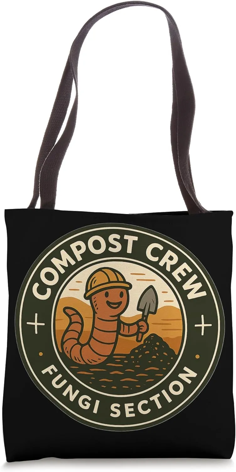 Compost Crew Earthworm Mascot Circle Badge Tote Bag