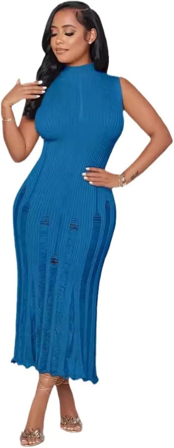 Crochet Knitted Beach Skirt Sleeveless Knitted Suspended Tassel Open Back Dress