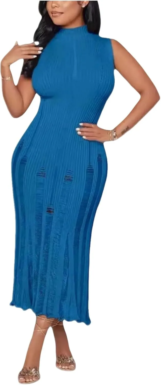 Crochet Knitted Beach Skirt Sleeveless Knitted Suspended Tassel Open Back Dress