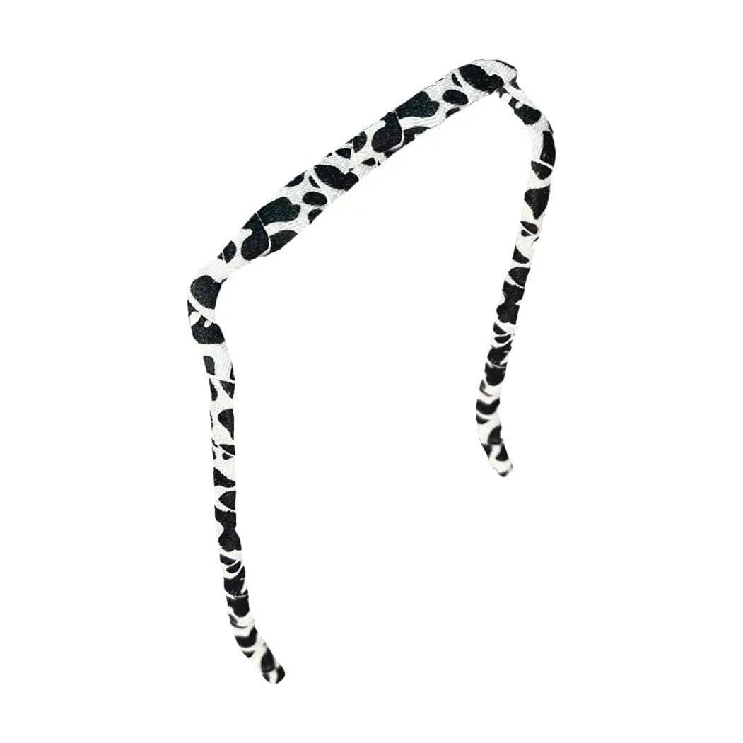 Curly Thick Hair - Large Headband - Hand-Wrapped Patterned (Relaxed, Cow Love)