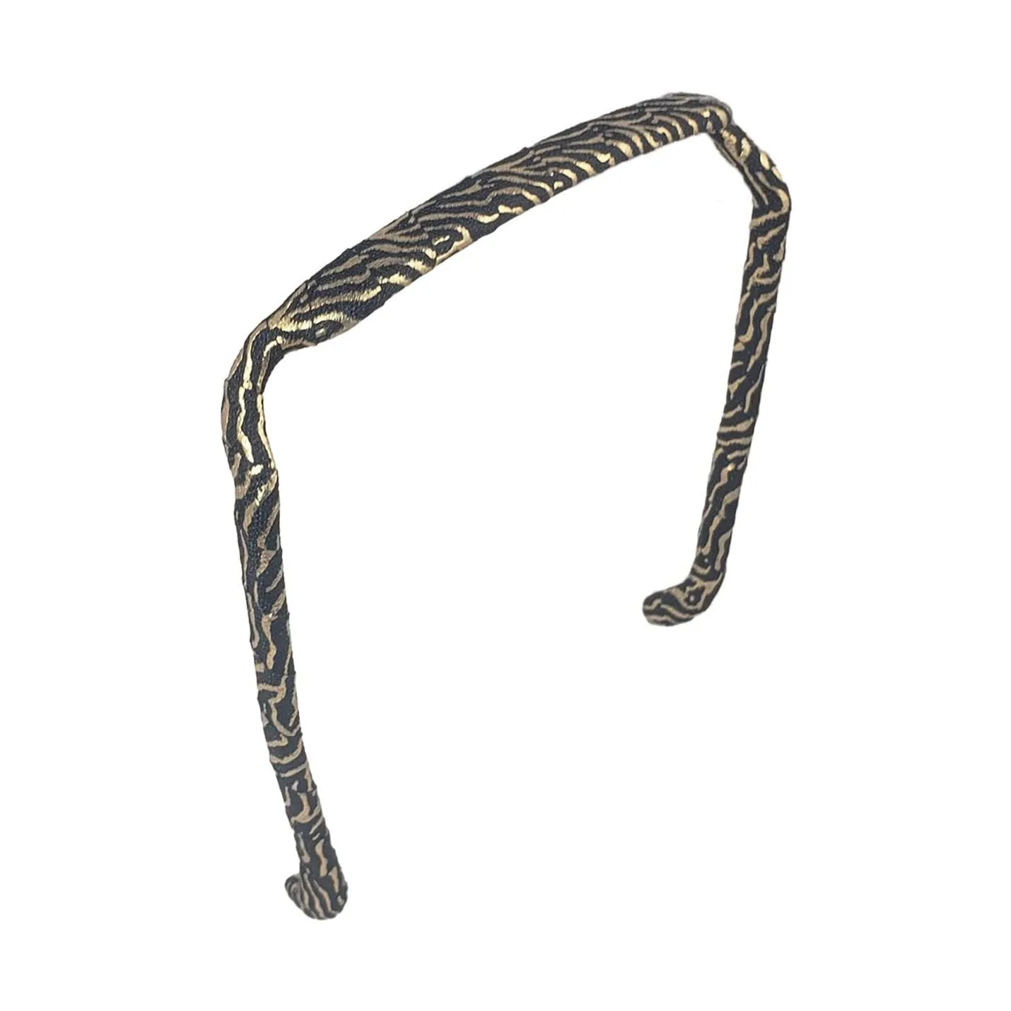 Curly Thick Hair - Medium Headband - Hand-Wrapped Patterned (Original, Zebra Gold and Black)