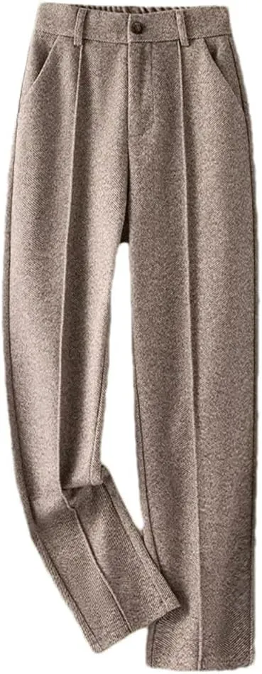 DBFBDTU Womens Woolen Pencil High Waist Pants Casual Office Lady Trousers Thick Suit Pants for Women