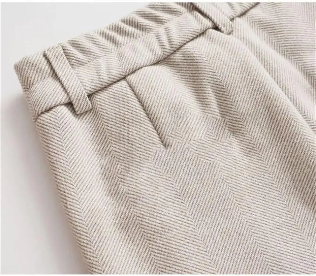 DBFBDTU Womens Woolen Pencil High Waist Pants Casual Office Lady Trousers Thick Suit Pants for Women