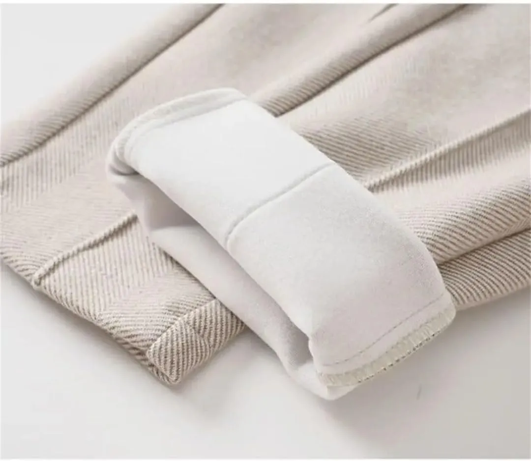 DBFBDTU Womens Woolen Pencil High Waist Pants Casual Office Lady Trousers Thick Suit Pants for Women