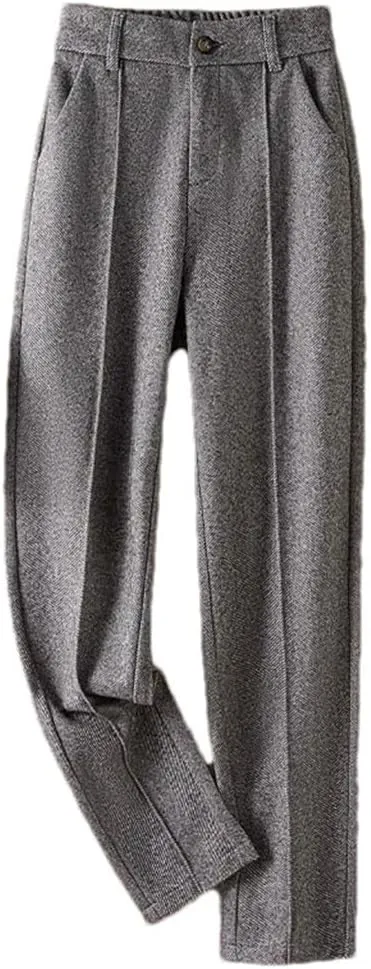 DBFBDTU Womens Woolen Pencil High Waist Pants Casual Office Lady Trousers Thick Suit Pants for Women
