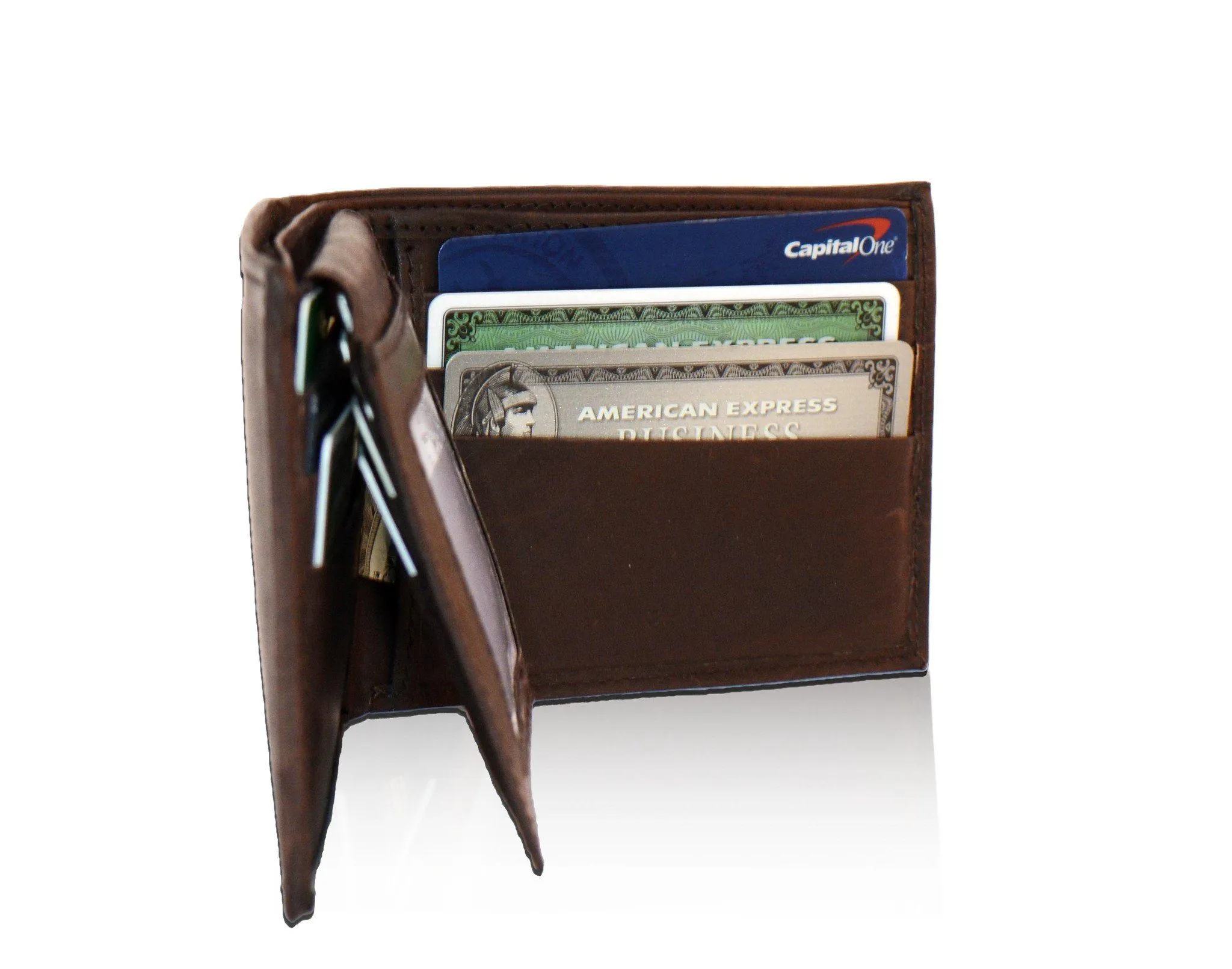 Deluxe RFID-Blocking Premium Soft Genuine Leather Bi-fold - Brown